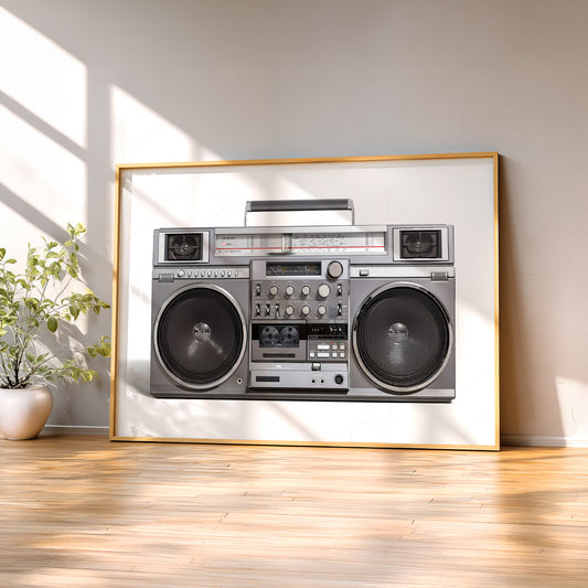 RC M90 Boombox Art Print – 80s Hip Hop Retro Music Wall Decor — artwork preview 2