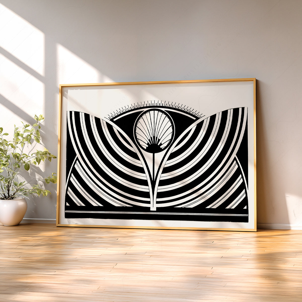 Samuel Jessurun de Mesquita Symmetrical Black and White Fan Art Print — artwork preview 2