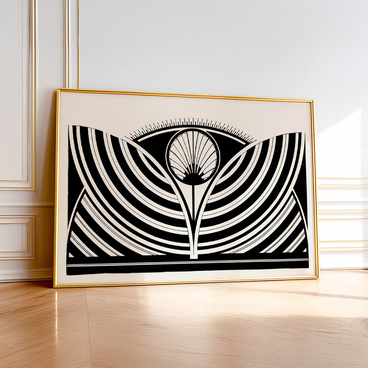 Samuel Jessurun de Mesquita Symmetrical Black and White Fan Art Print — artwork preview 1