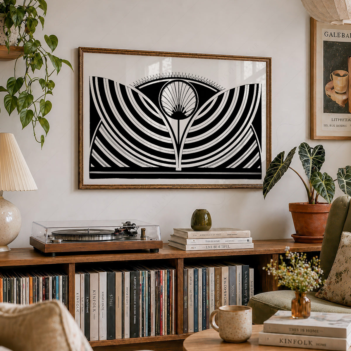 Samuel Jessurun de Mesquita Symmetrical Black and White Fan Art Print — artwork preview 19