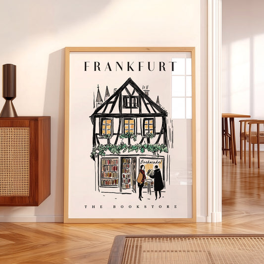 Frankfurt Bookstore Illustration Print – European City Wall Art Poster — artwork preview 5