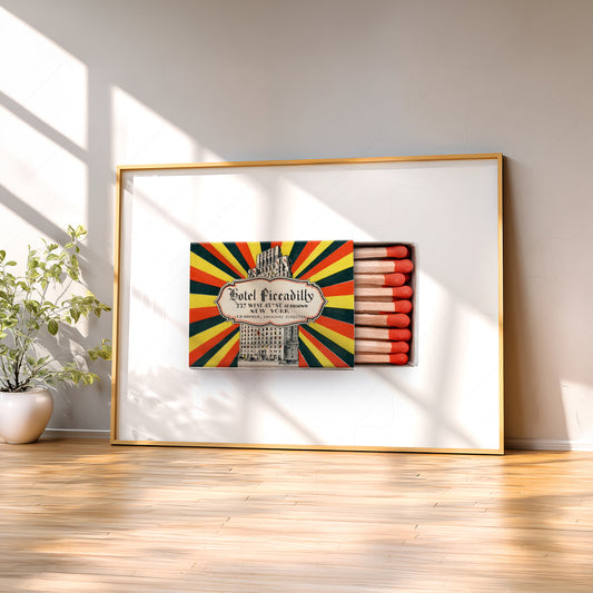 Hotel Piccadilly New York Vintage Matchbox Print – Retro Travel Poster — artwork preview 2