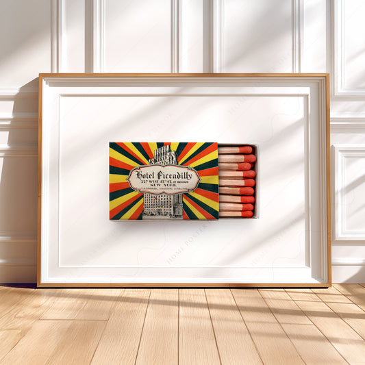 Hotel Piccadilly New York Vintage Matchbox Print – Retro Travel Poster — artwork preview 5