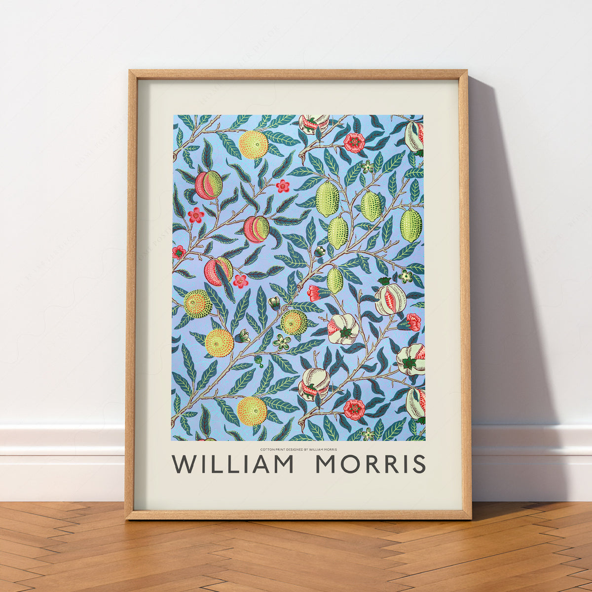 William Morris Blue Lemon Pattern Art Print — artwork preview 2