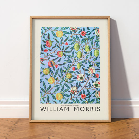 William Morris Blue Lemon Pattern Art Print — artwork preview 2