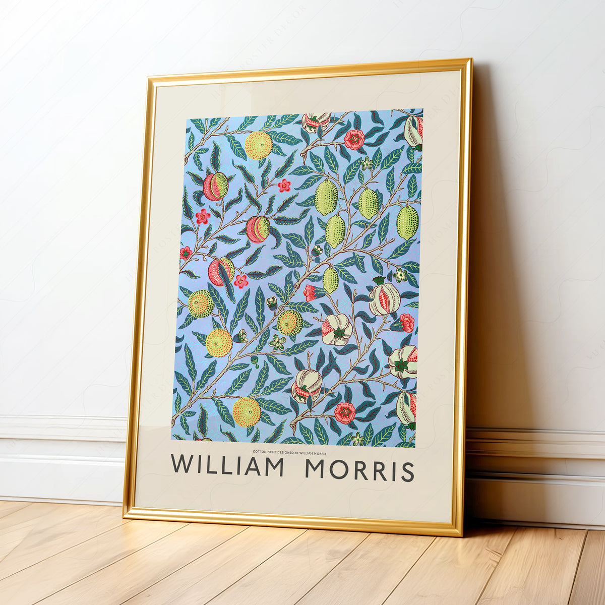 William Morris Blue Lemon Pattern Art Print — artwork preview 1
