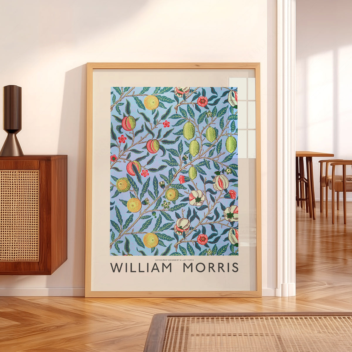 William Morris Blue Lemon Pattern Art Print — artwork preview 5