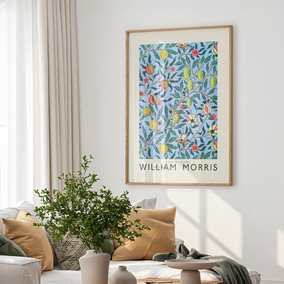 William Morris Blue Lemon Pattern Art Print — artwork preview 6