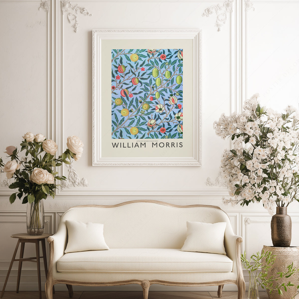 William Morris Blue Lemon Pattern Art Print — artwork preview 17