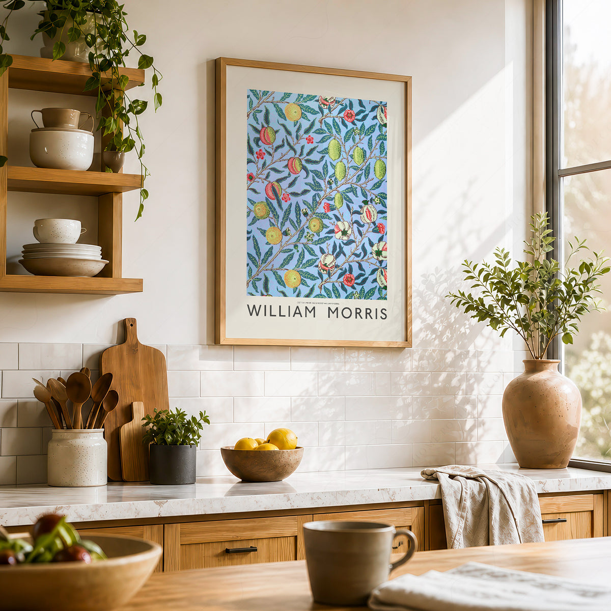 William Morris Blue Lemon Pattern Art Print — artwork preview 23