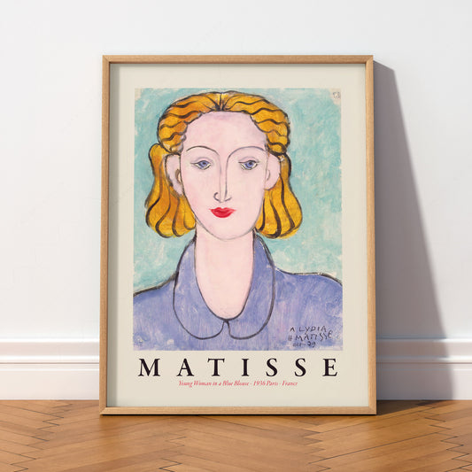Henri Matisse Young Woman in a Blue Blouse Art Print – Modern Portrait Poster — artwork preview 2