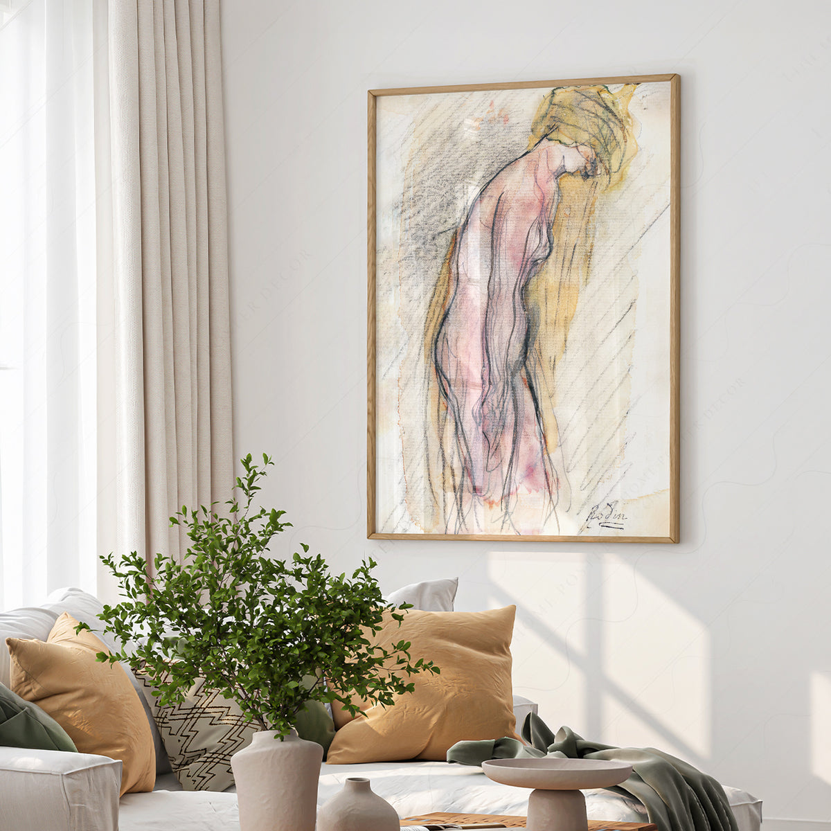 Auguste Rodin Female Figure Watercolor Print – Minimalist Wall Art — artwork preview 6