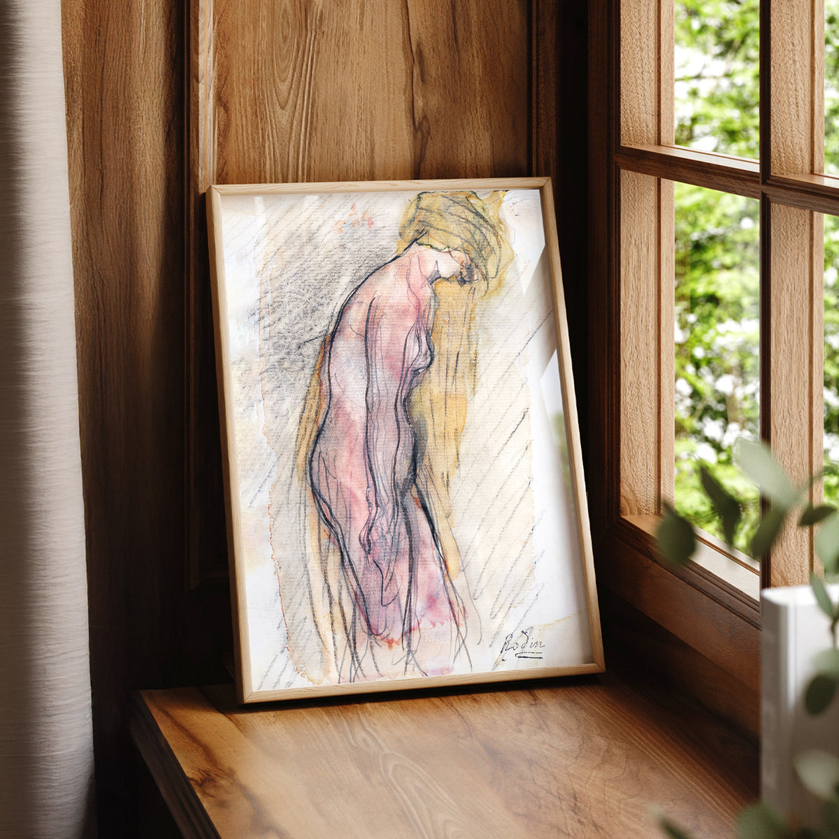 Auguste Rodin Female Figure Watercolor Print – Minimalist Wall Art — artwork preview 7