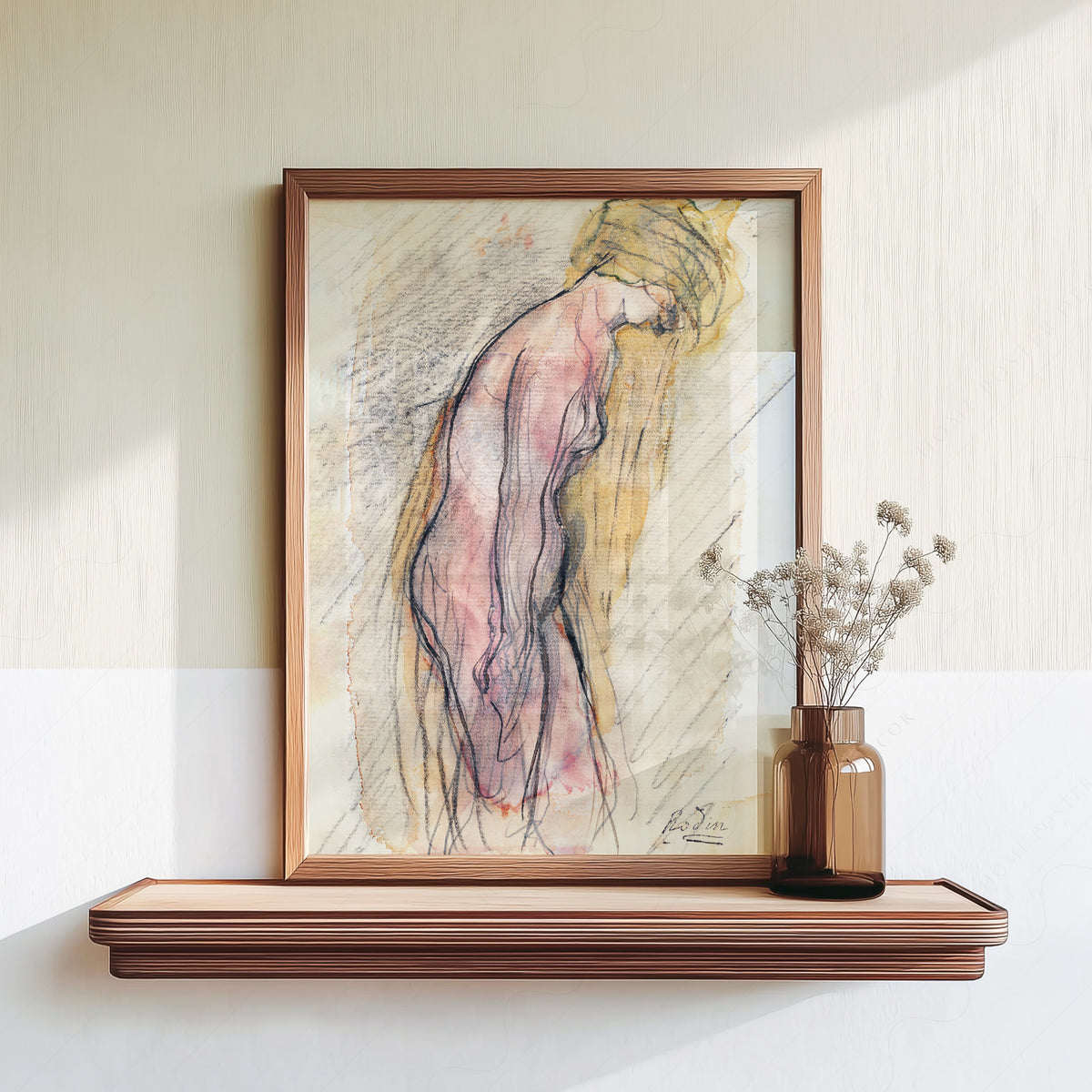 Auguste Rodin Female Figure Watercolor Print – Minimalist Wall Art — artwork preview 18