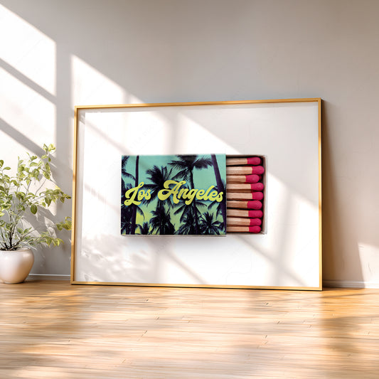 Los Angeles Matchbox Print – Vintage California Palm Tree Wall Art Poster — artwork preview 2