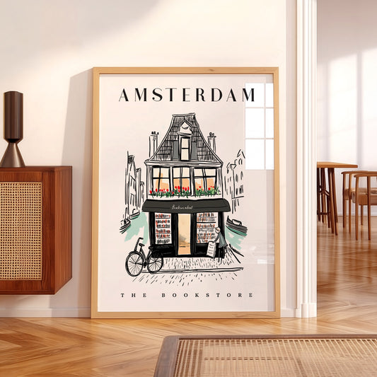 Amsterdam Bookstore Art Print – Charming Dutch Bookshop Wall Poster — artwork preview 5