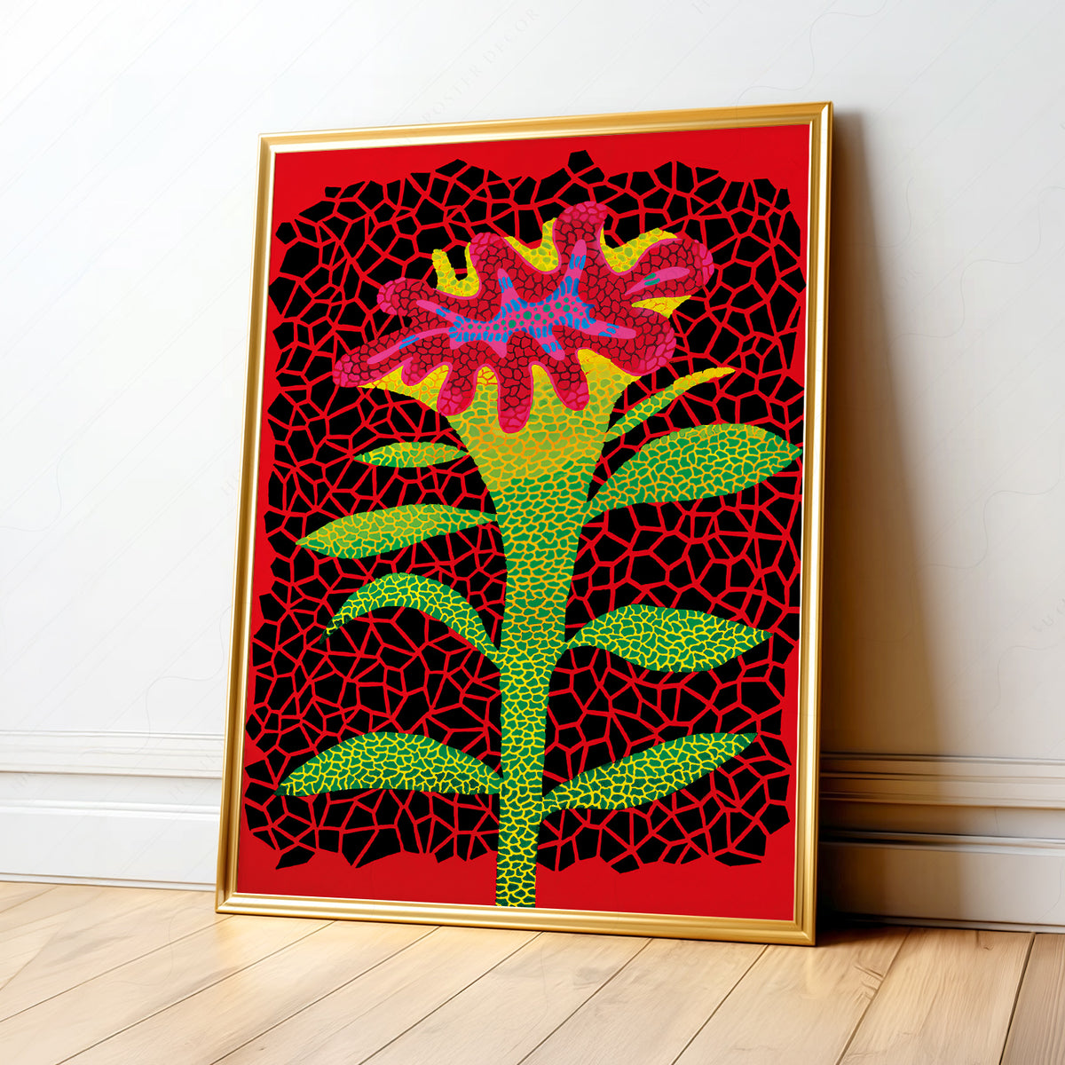 Yayoi Kusama Red Flower Art Print — artwork preview 1