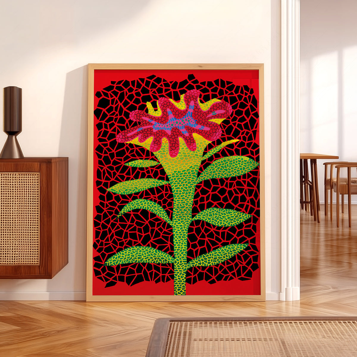 Yayoi Kusama Red Flower Art Print — artwork preview 5