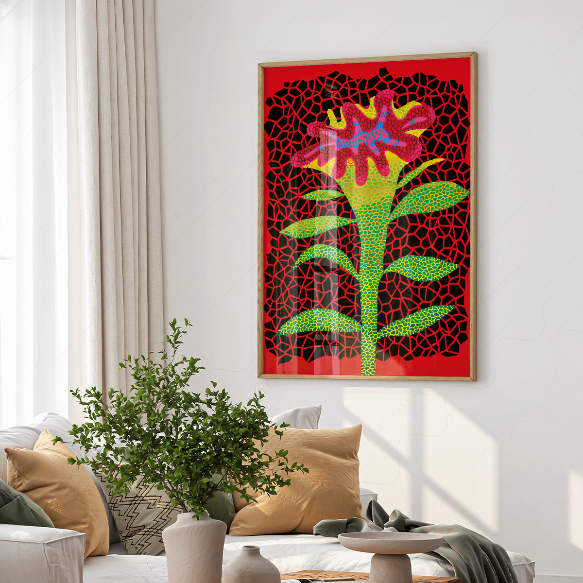 Yayoi Kusama Red Flower Art Print — artwork preview 6