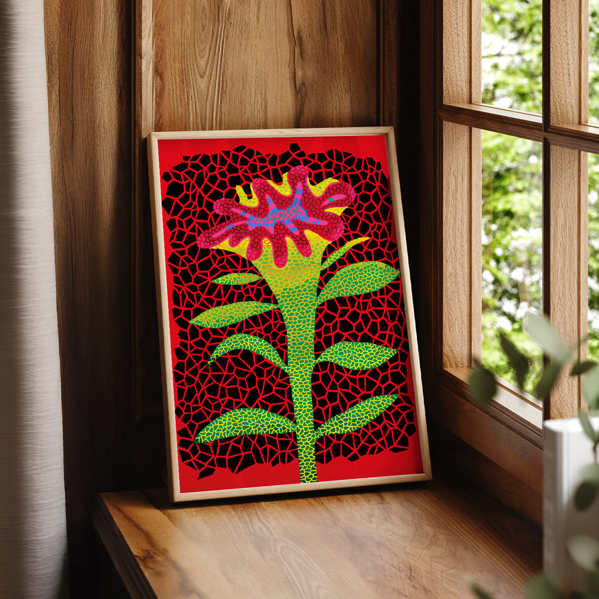 Yayoi Kusama Red Flower Art Print — artwork preview 7