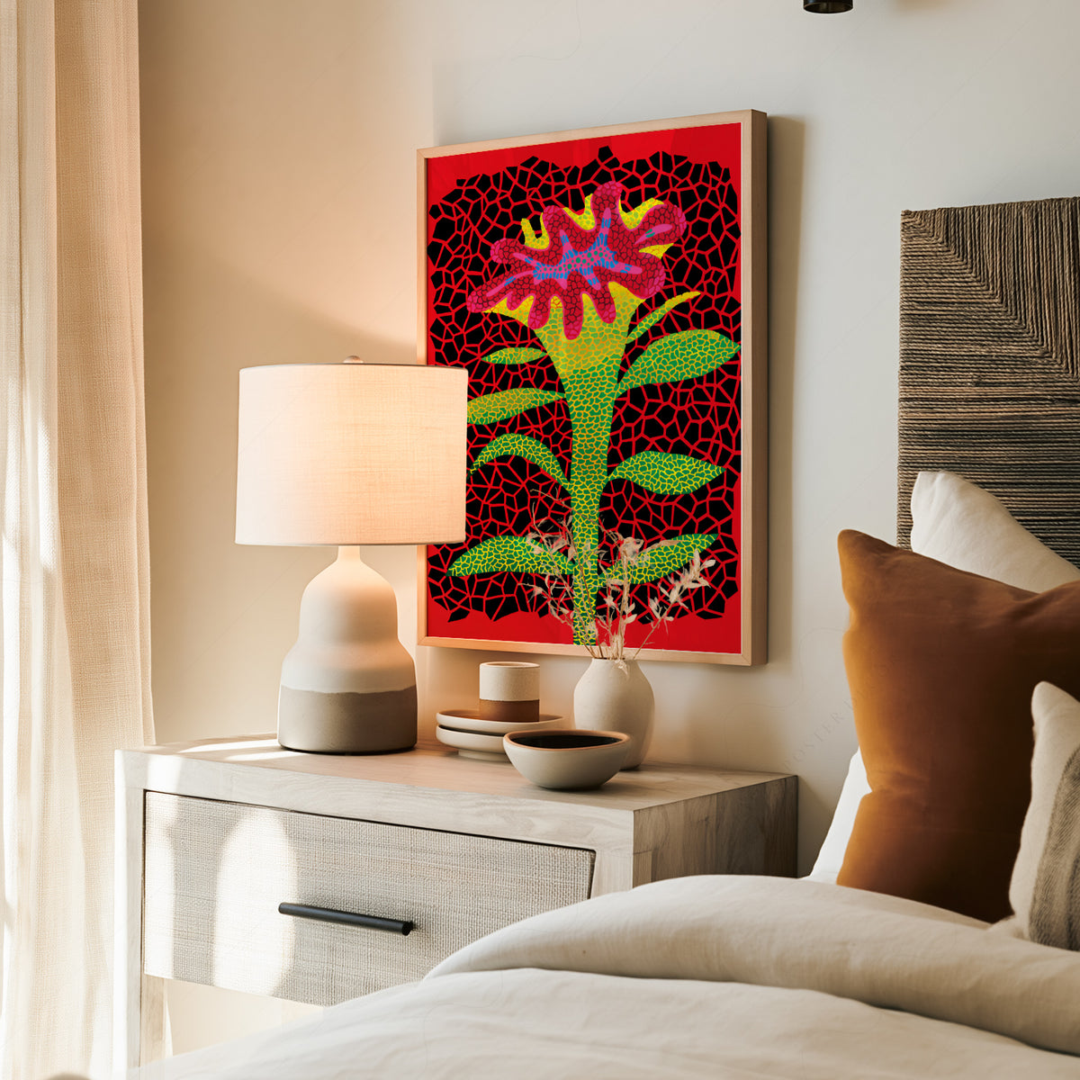 Yayoi Kusama Red Flower Art Print — artwork preview 19