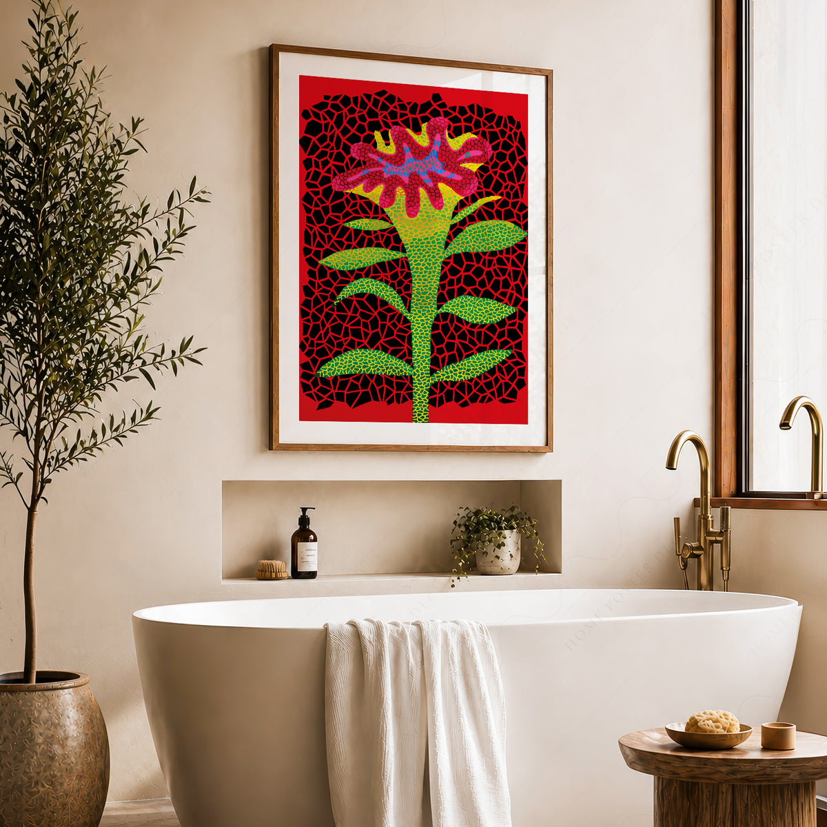 Yayoi Kusama Red Flower Art Print — artwork preview 22
