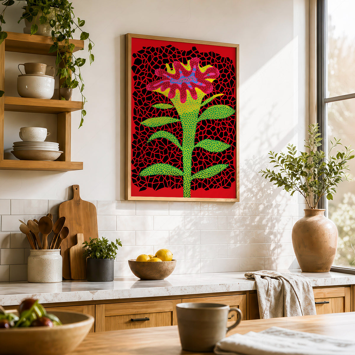 Yayoi Kusama Red Flower Art Print — artwork preview 23