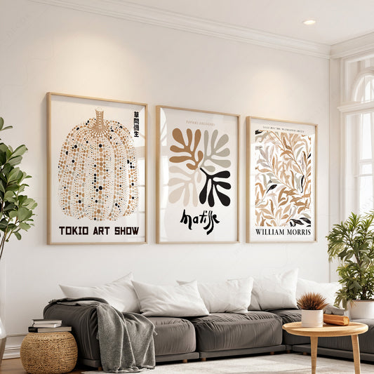 Matisse Kusama Morris Gallery Wall Set of 3 – Neutral Boho Art Prints — artwork preview 1