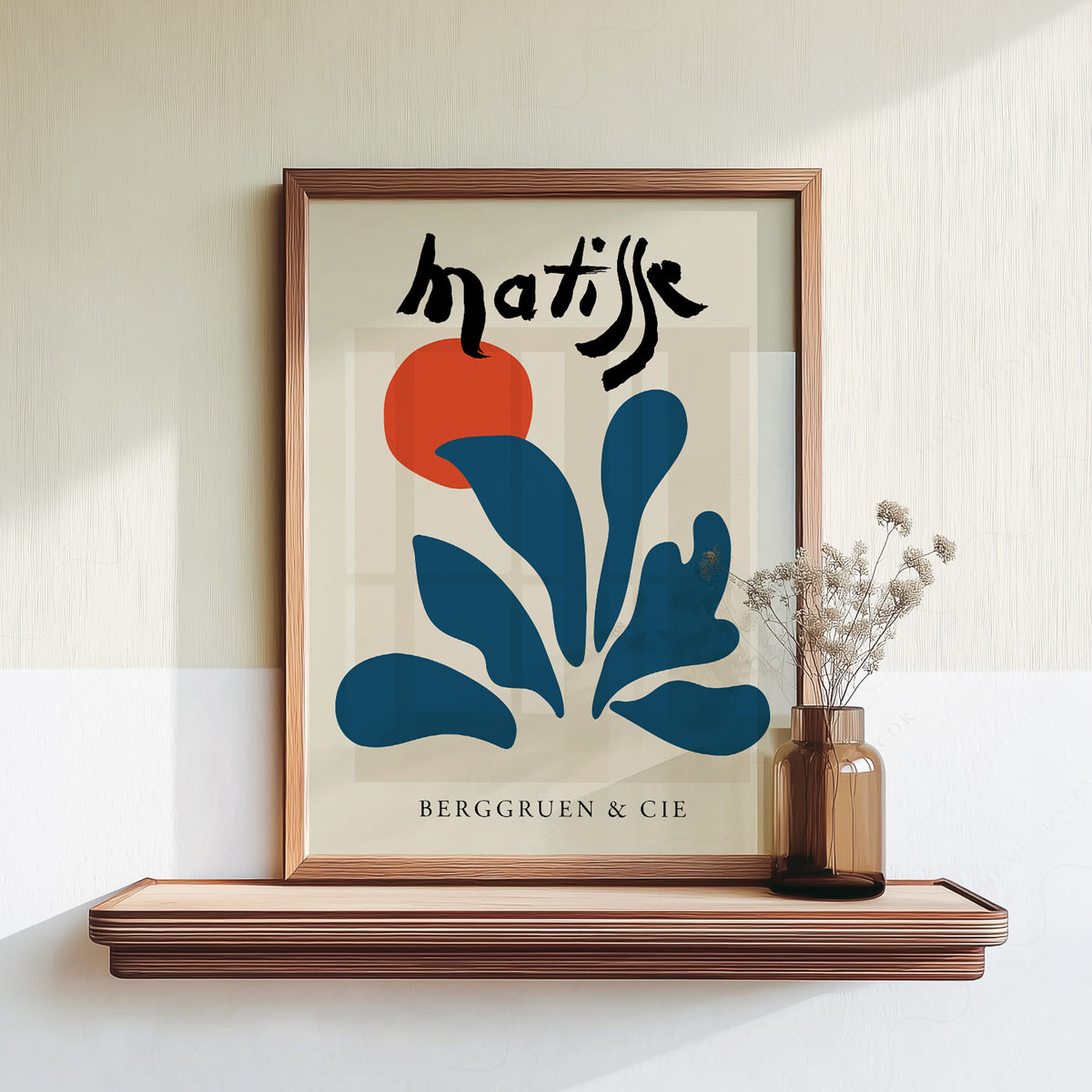 Henri Matisse Teal Leaf and Red Circle Art Print — artwork preview 18