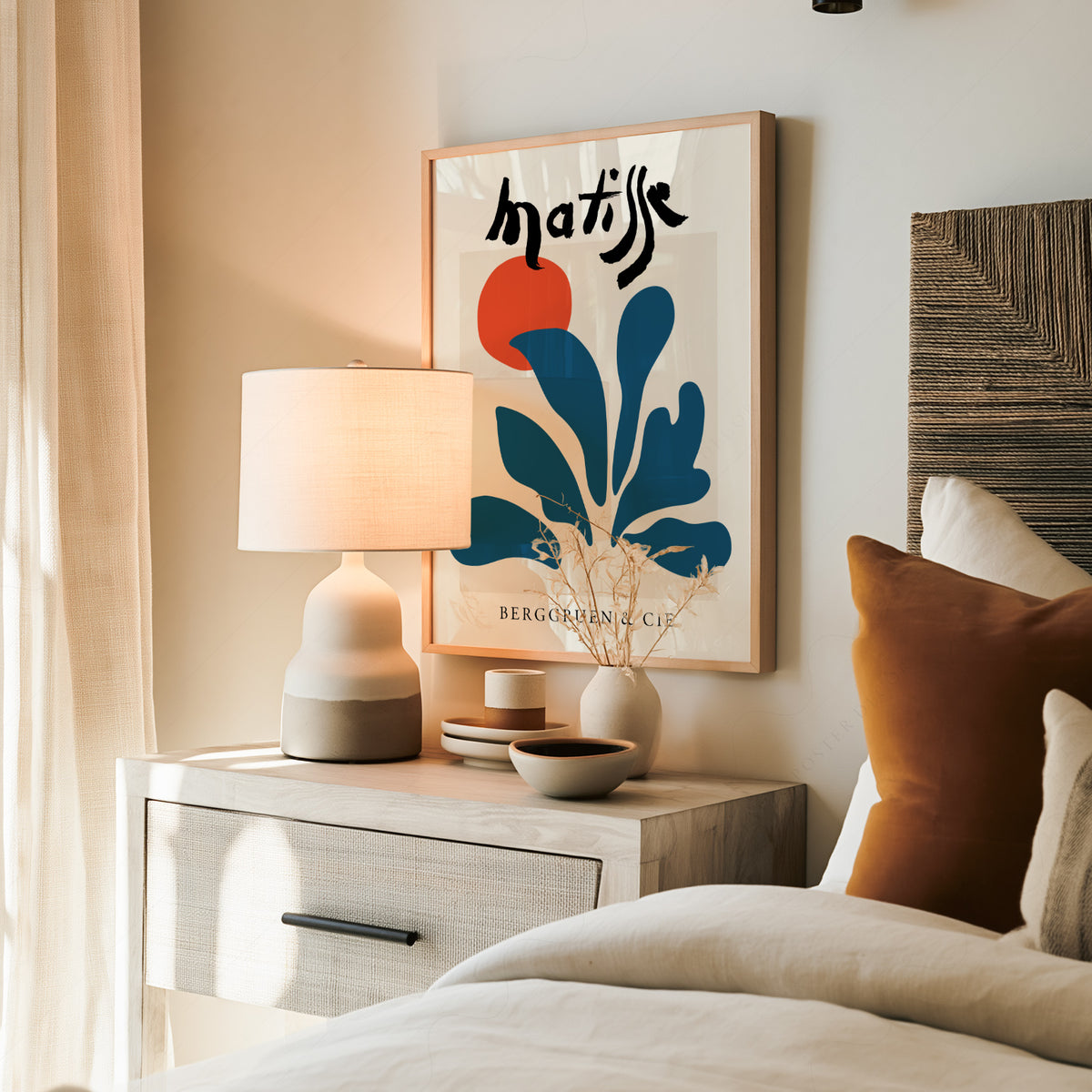 Henri Matisse Teal Leaf and Red Circle Art Print — artwork preview 19