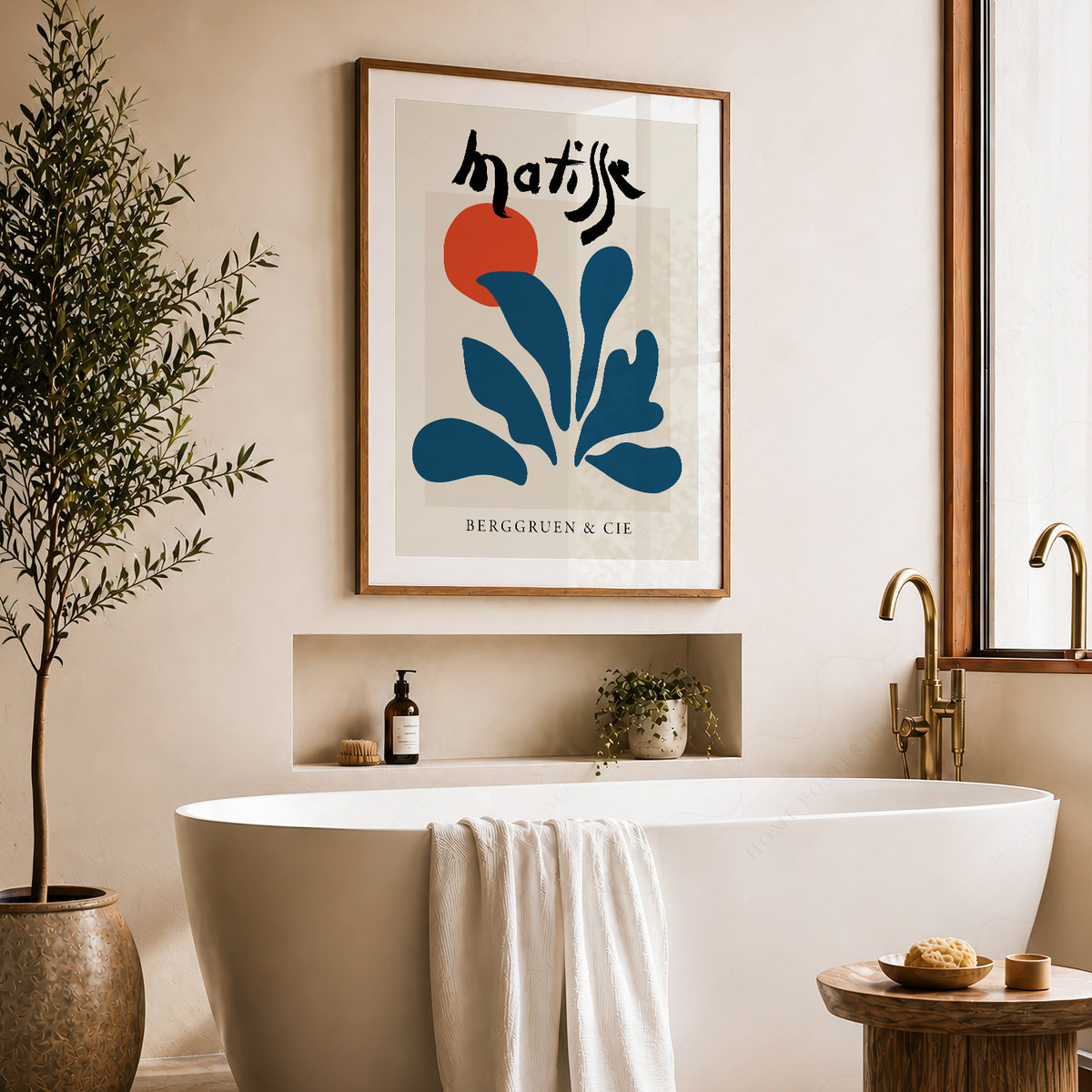 Henri Matisse Teal Leaf and Red Circle Art Print — artwork preview 22
