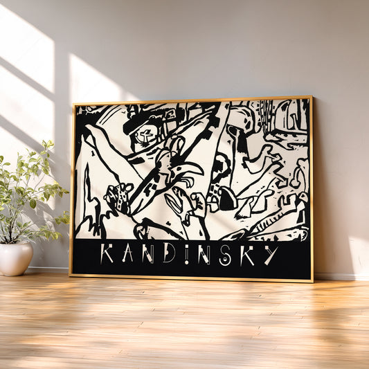Wassily Kandinsky Abstract Woodcut Print – Black White Modern Wall Art — artwork preview 2