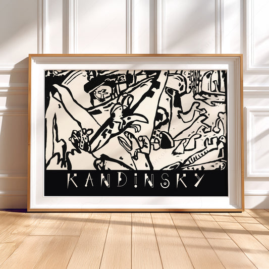 Wassily Kandinsky Abstract Woodcut Print – Black White Modern Wall Art — artwork preview 5
