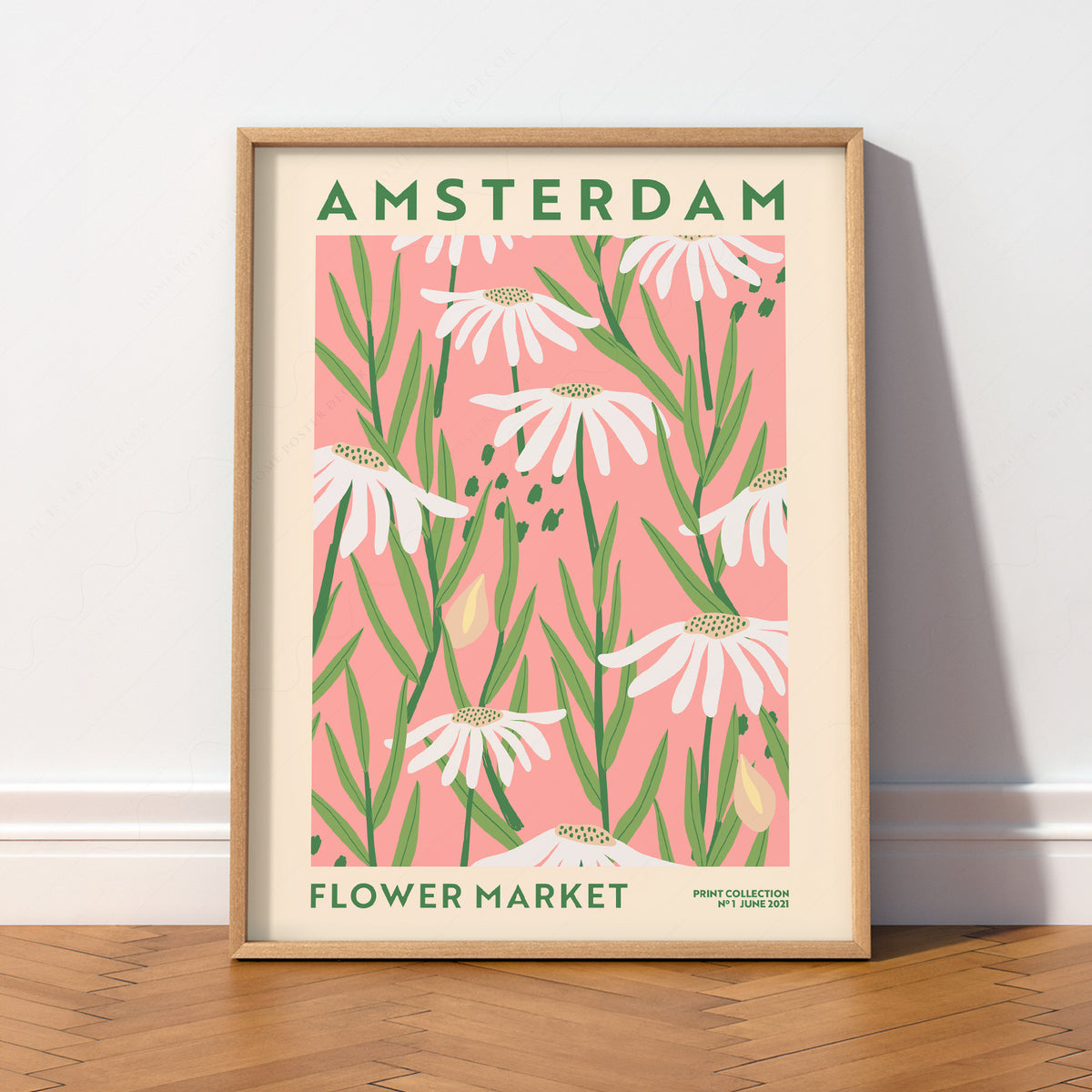 Amsterdam Flower Market Poster – Botanical Daisy Print Wall Art Decor — artwork preview 2