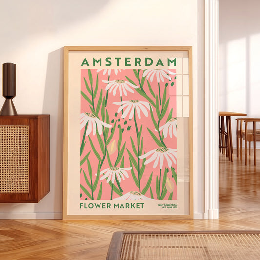 Amsterdam Flower Market Poster – Botanical Daisy Print Wall Art Decor — artwork preview 5