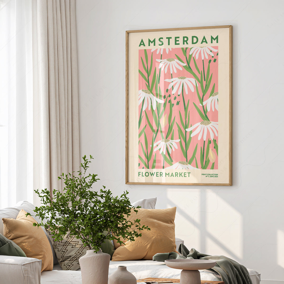 Amsterdam Flower Market Poster – Botanical Daisy Print Wall Art Decor — artwork preview 6