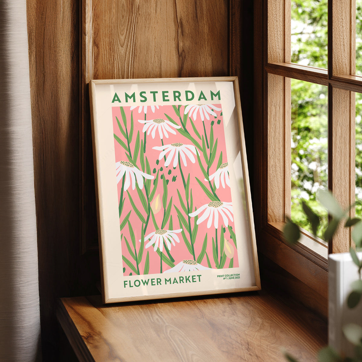 Amsterdam Flower Market Poster – Botanical Daisy Print Wall Art Decor — artwork preview 7