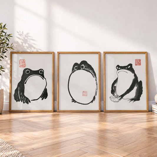 Matsumoto Hoji Frog Print Set – Japanese Ink Art Zen Wall Decor – 73-04 — artwork preview 4