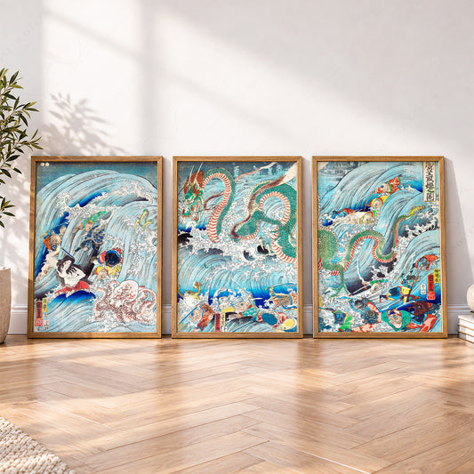 Utagawa Kuniyoshi Dragon Triptych Print Set – Japanese Ukiyo-e Wall Art – 17-06 — artwork preview 4