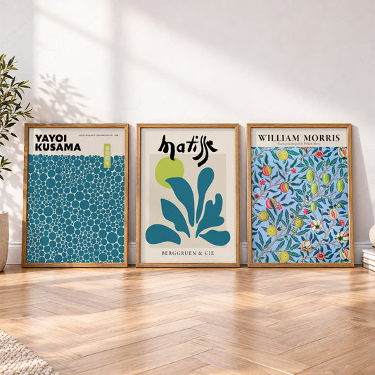 Kusama Matisse Morris Gallery Wall Set of 3 – Teal Blue Art Prints – 0-37 — artwork preview 4