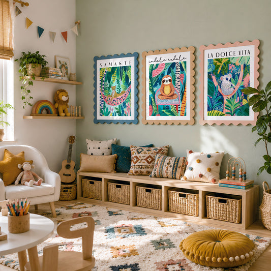 Jungle Animal Prints Set of 3 – Colorful Kids Room Wall Art Decor – 113-08 — artwork preview 10