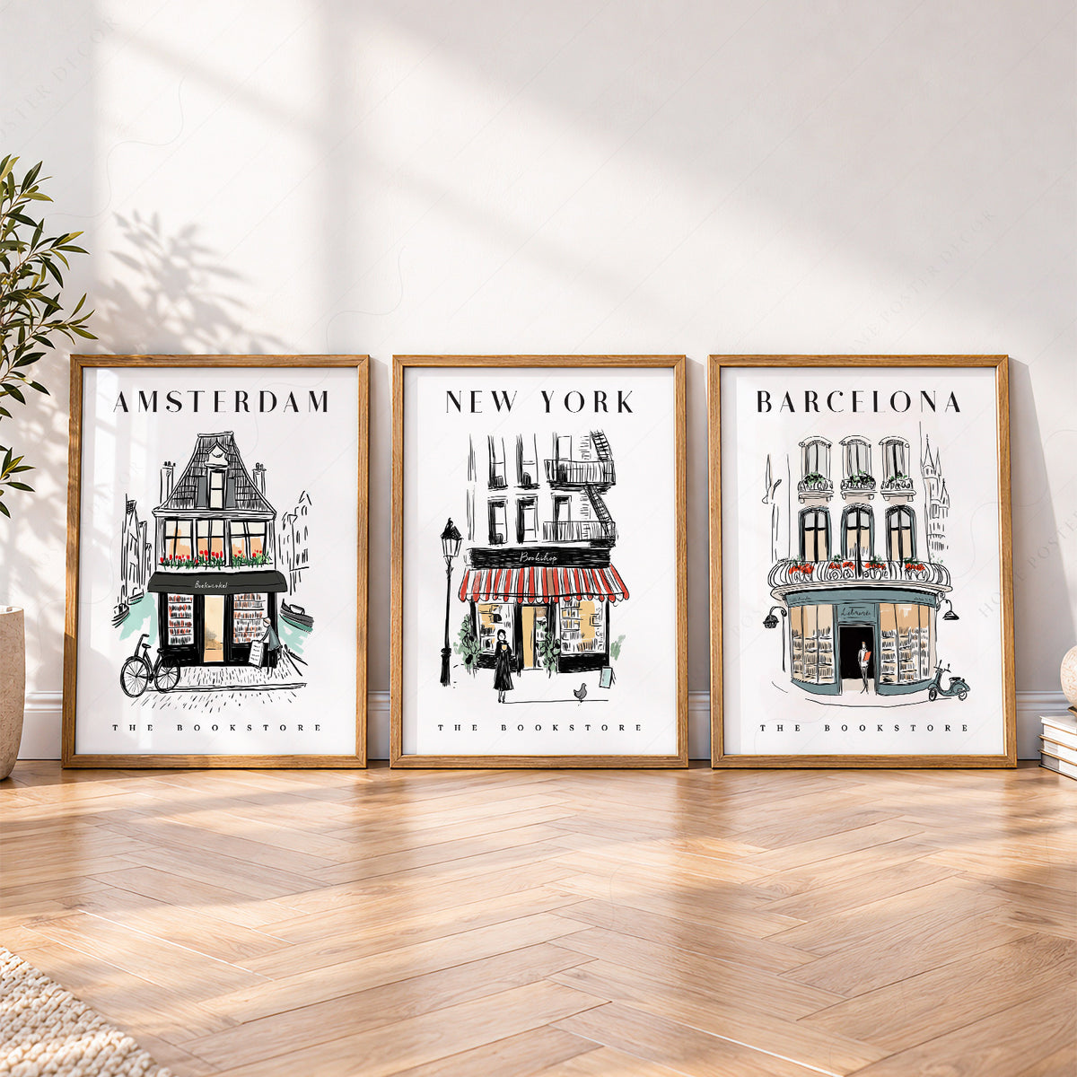 Bookstore Art Print Set – NYC Barcelona Amsterdam Travel Poster Collection – 117-11 — artwork preview 4