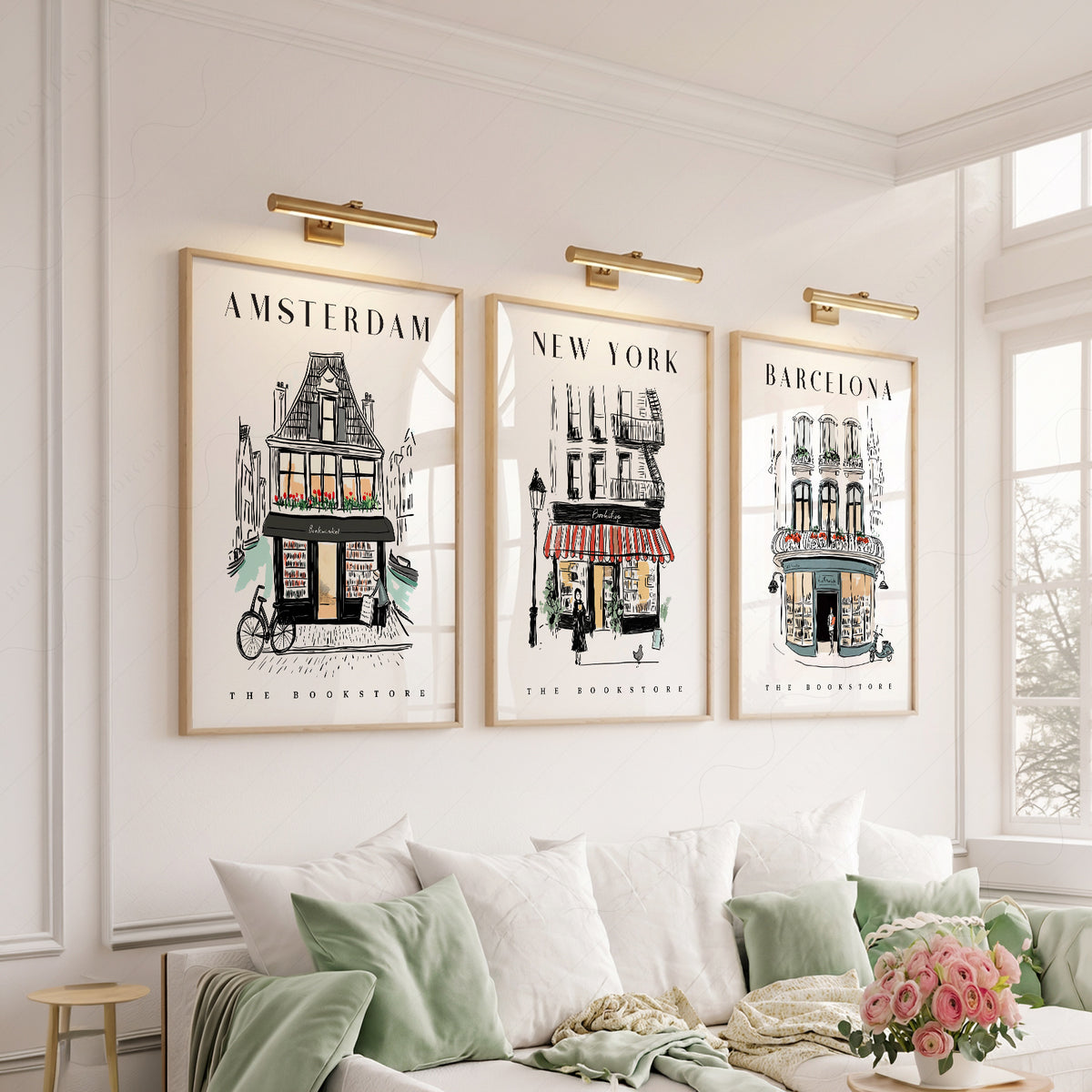 Bookstore Art Print Set – NYC Barcelona Amsterdam Travel Poster Collection – 117-11 — artwork preview 6