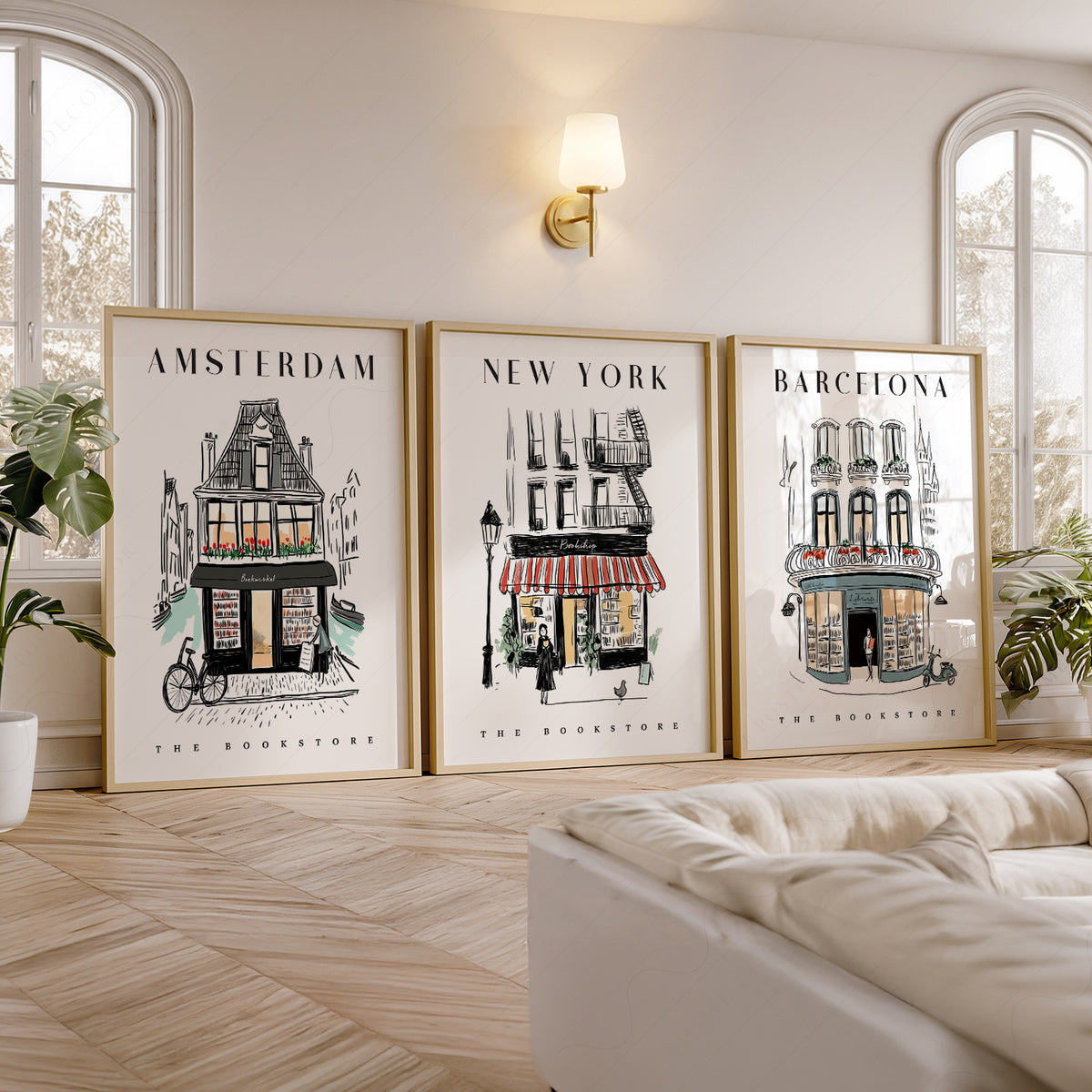 Bookstore Art Print Set – NYC Barcelona Amsterdam Travel Poster Collection – 117-11 — artwork preview 5