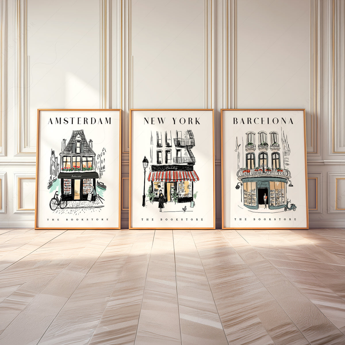 Bookstore Art Print Set – NYC Barcelona Amsterdam Travel Poster Collection – 117-11 — artwork preview 8