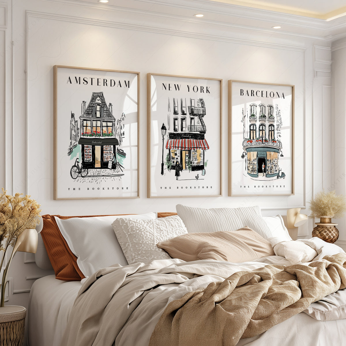 Bookstore Art Print Set – NYC Barcelona Amsterdam Travel Poster Collection – 117-11 — artwork preview 3