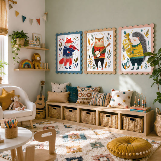 Woodland Animal Musician Print Set of 3 – Whimsical Nursery Wall Art – 67-11 — artwork preview 10