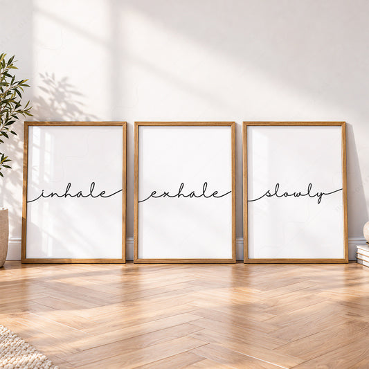 Inhale Exhale Slowly Print Set of 3 – Minimalist Zen Wall Art Posters – 43 — artwork preview 4