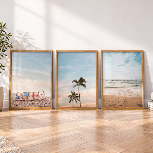 Beach Wall Art Set of 3 Prints – Coastal Ocean Photography Boho Decor – 23-01 — artwork preview 4