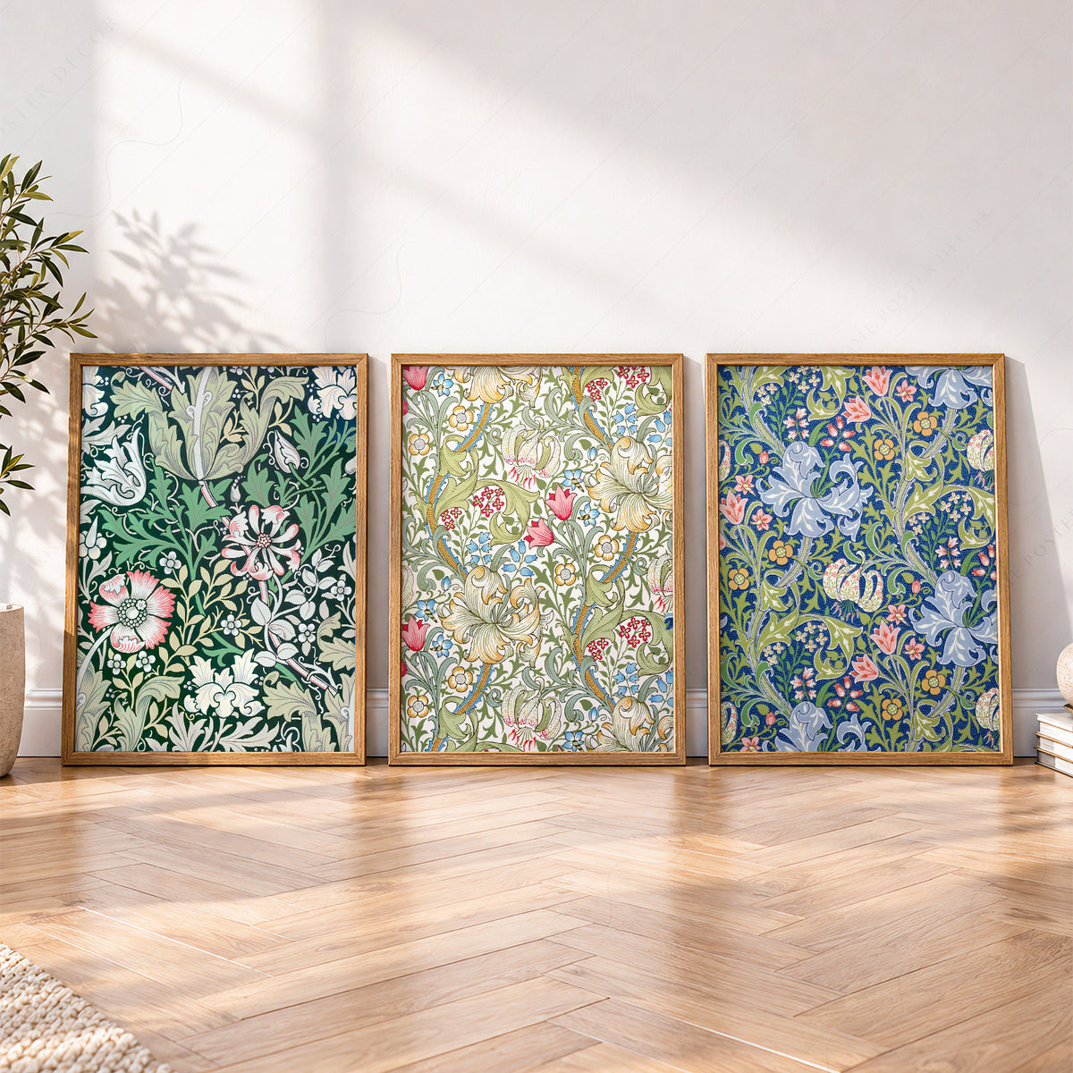 William Morris Golden Lily and Pimpernel Floral Trio – Set of 3 Art Prints – 03-05 — artwork preview 4